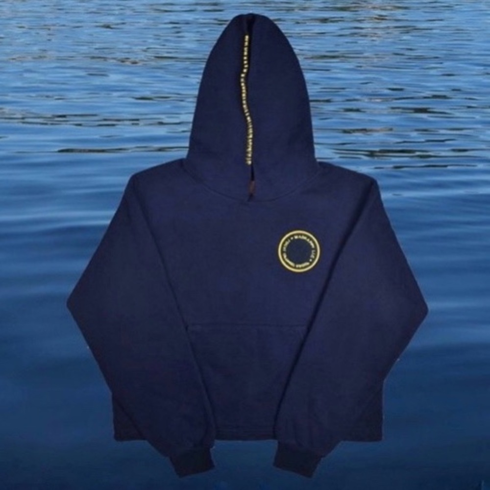 ✨RARE✨ MADHAPPY Classics Fuzzy Patch Hoodie Sweatshirt in Navy Yellow
